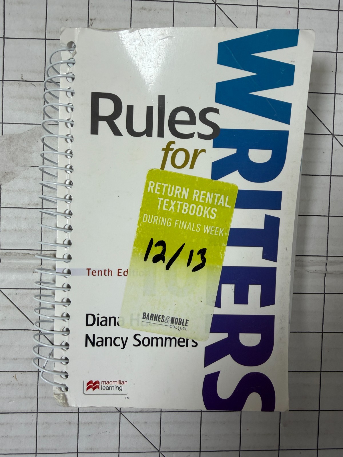 Rules for Writers 10th Edition by Diana Hacker and Nancy Sommers 2021, Spiral