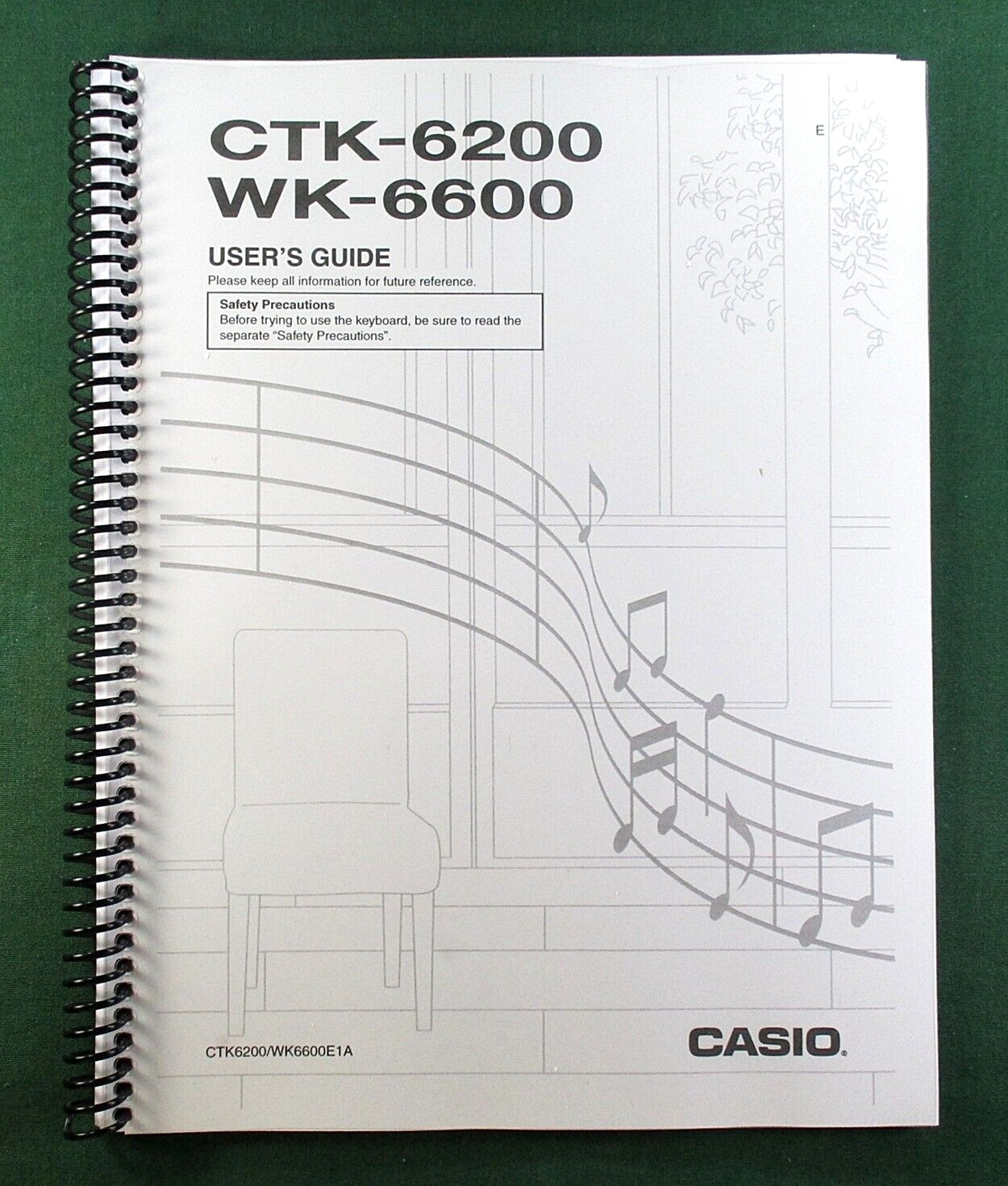 Casio CTK-6200 Instruction Manual: 132 Pages Coil Bound & Clear Covers!