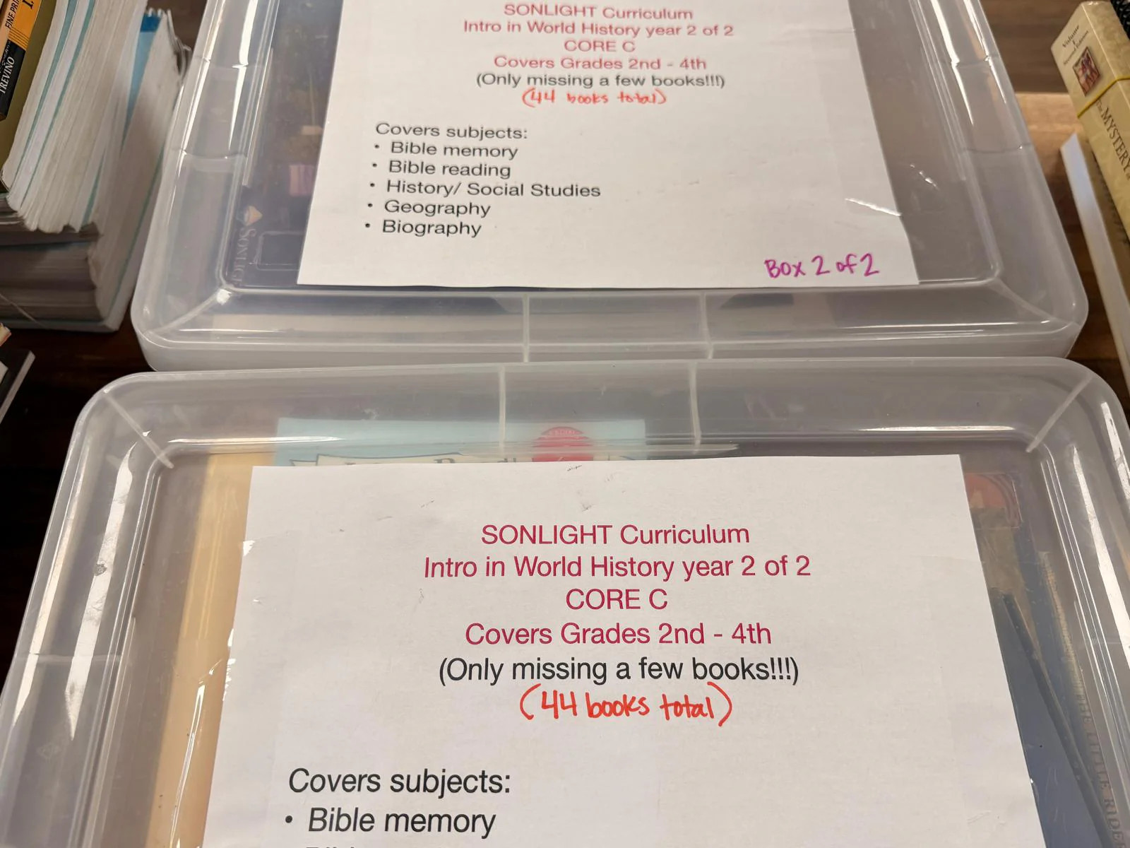 Sonlight Curriculum Intro in World History Year 2 of 2 LOT