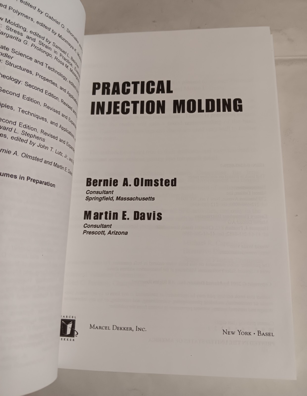 Practical Injection Molding-Bernie A Olmsted-Martin Davis-2001 MARCEL DEKKER HB