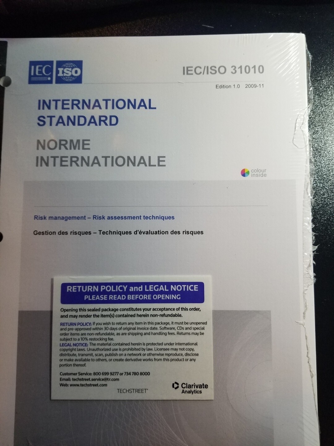 ISO/IEC 31010:2009, Risk management – Risk assessment techniques – Brand New!