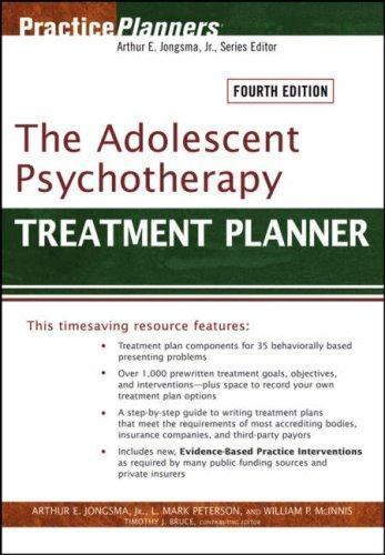 The Adolescent Psychotherapy, Jongsma Jr., Arthur E., Very Good Book