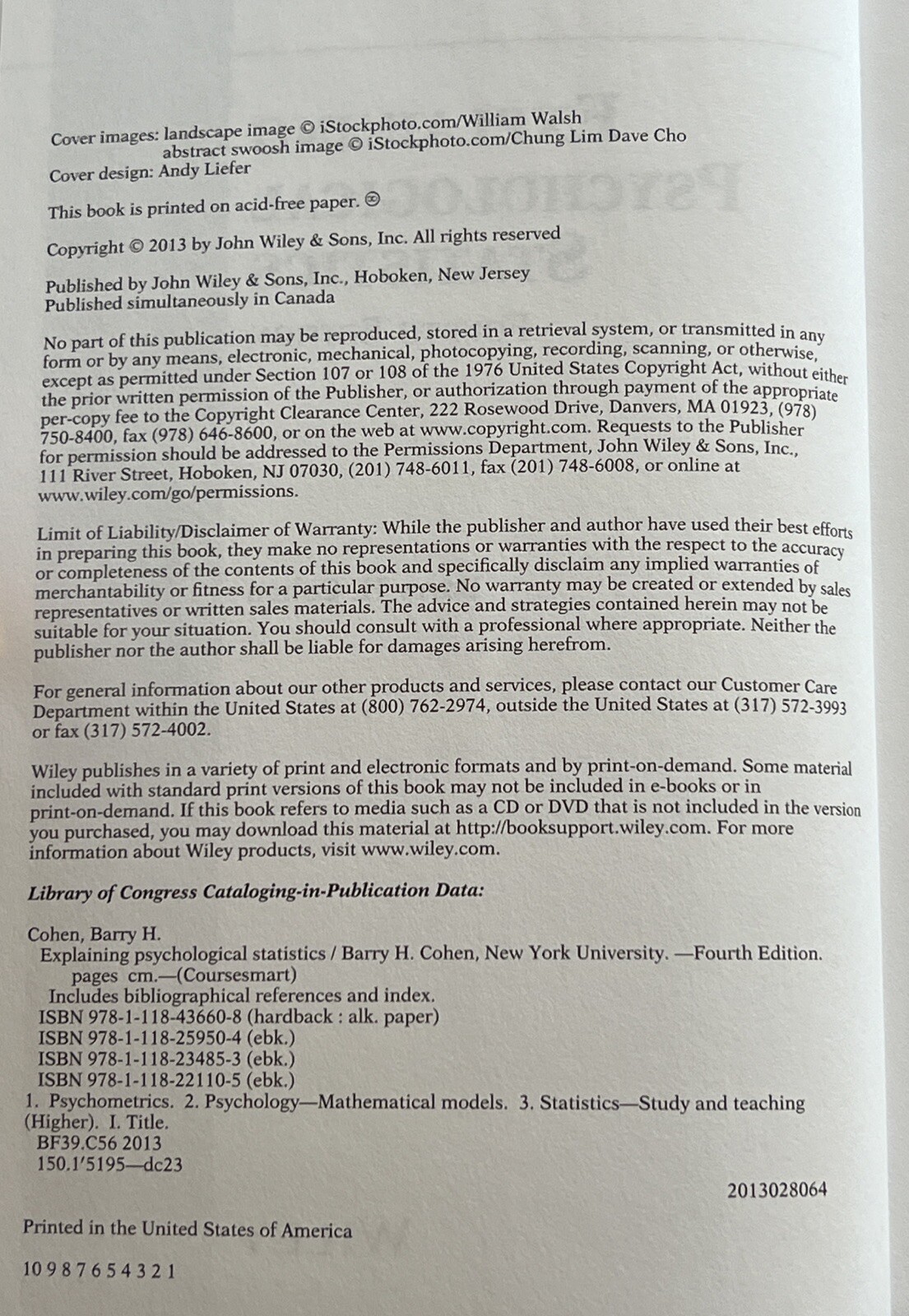 Explaining Psychological Statistics Barry H. Cohen (2013, Hardcover) – Good