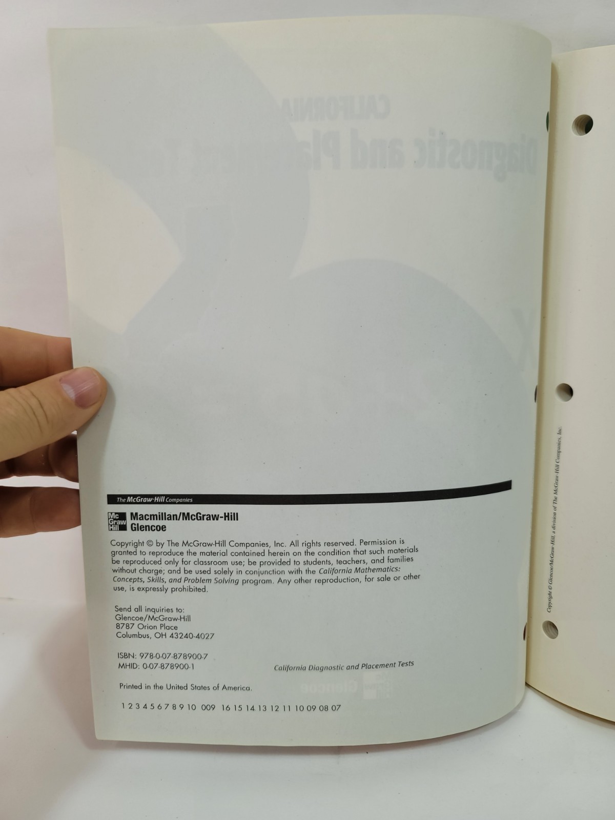 California Diagnostic And Placement Test For Mathematics Macmillan/Mcgraw-Hill