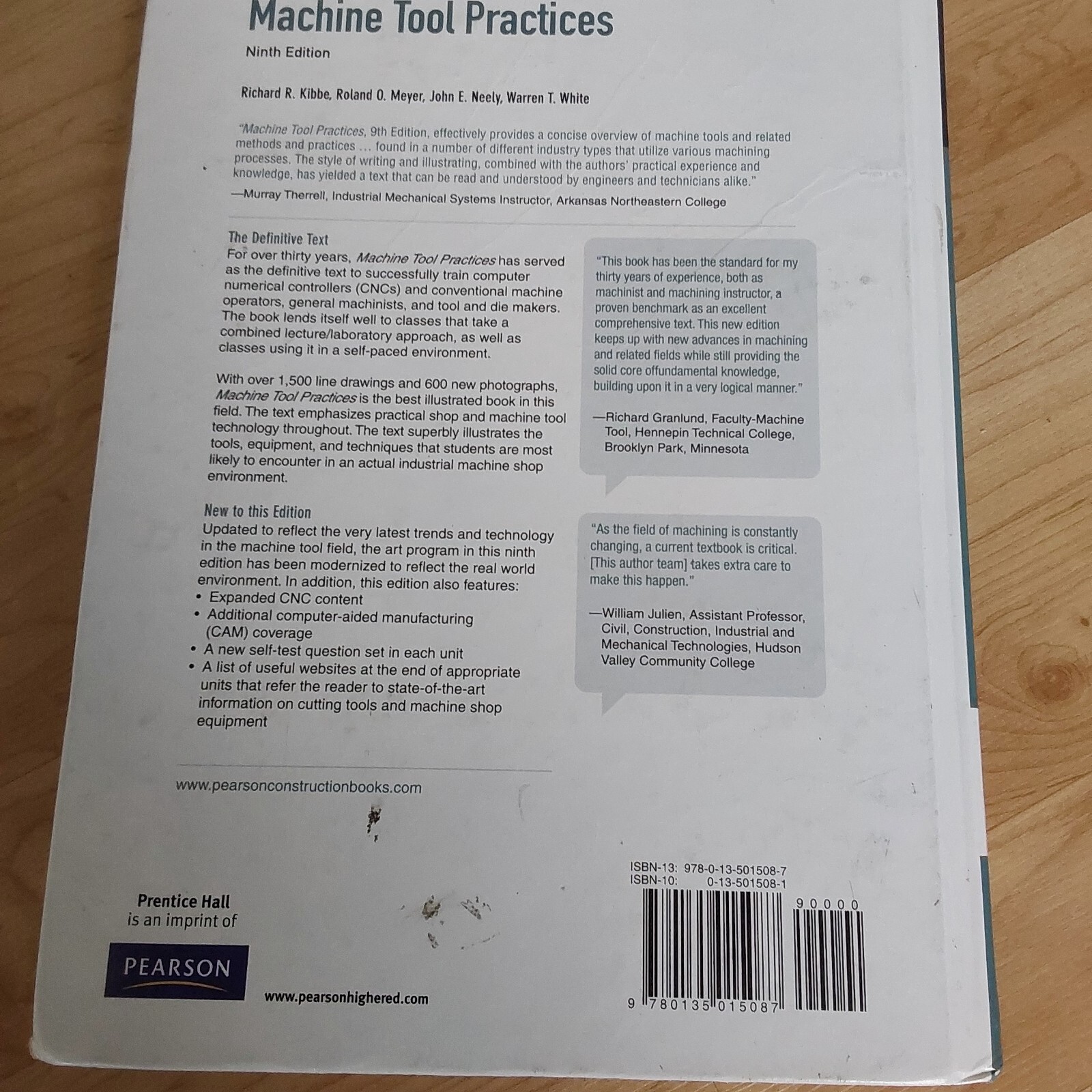 Machine Tool Practices 9th Edition by Kibbe Meyer Neely White hardcover book