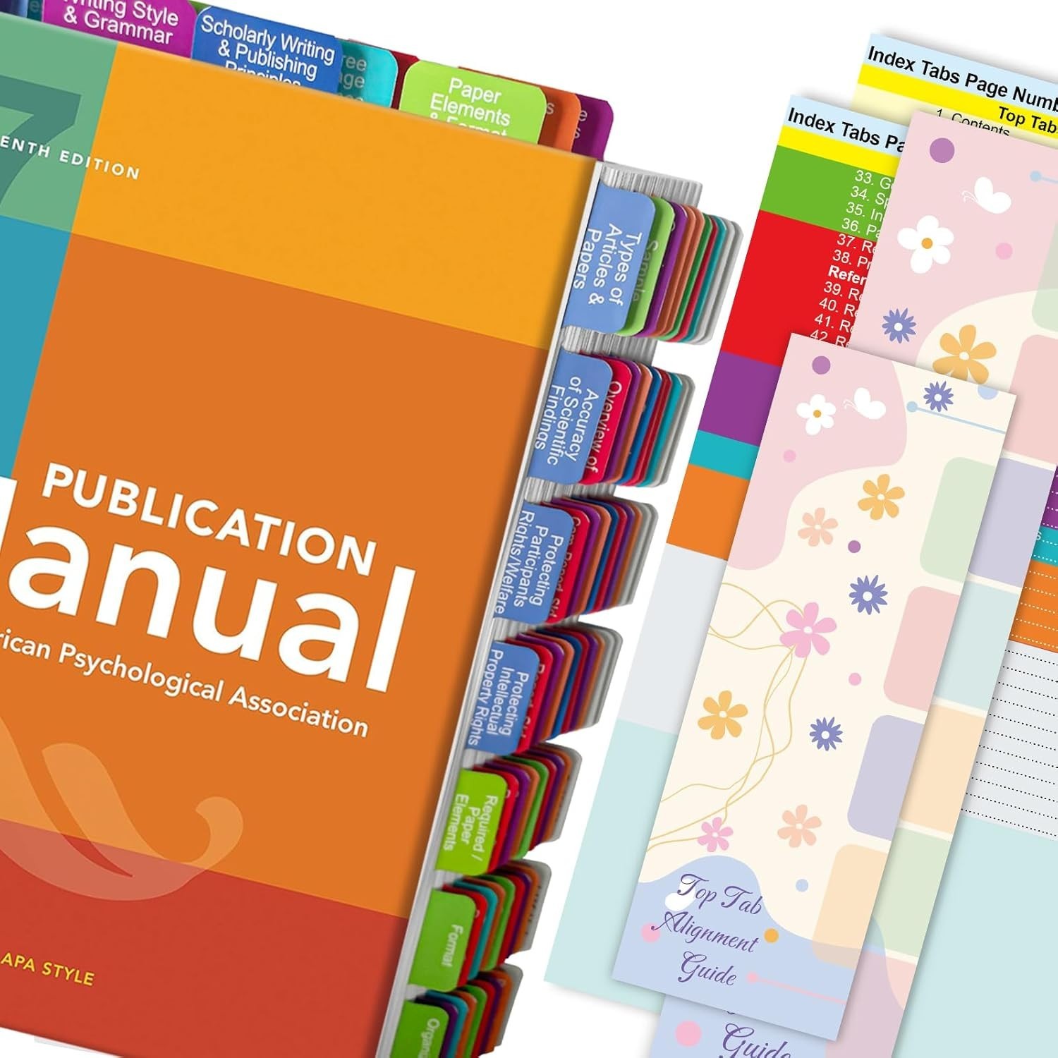 Complete Set of APA 7th Edition Index Tabs – Colorful, Laminated, Easy to Use
