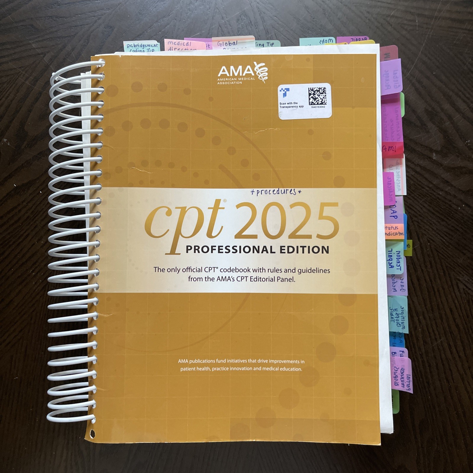 Tabbed CPT Professional 2025 by American Medical Association -Spiral