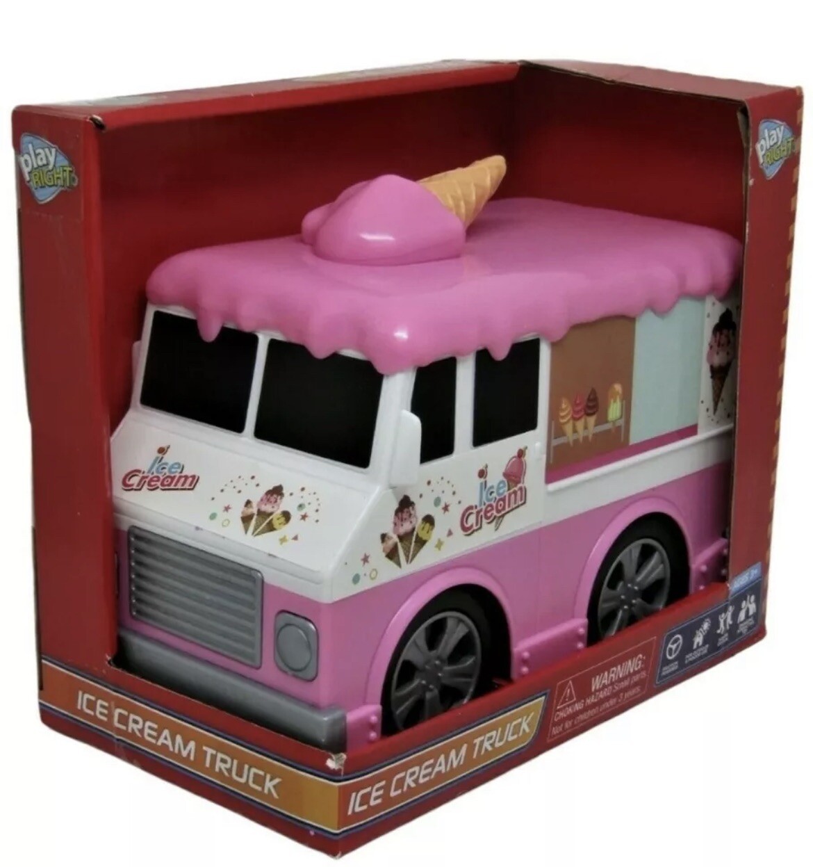 Push Back Ice Cream Truck Vehicle Engaging Interactive Toy 3+ By Play Right NEW