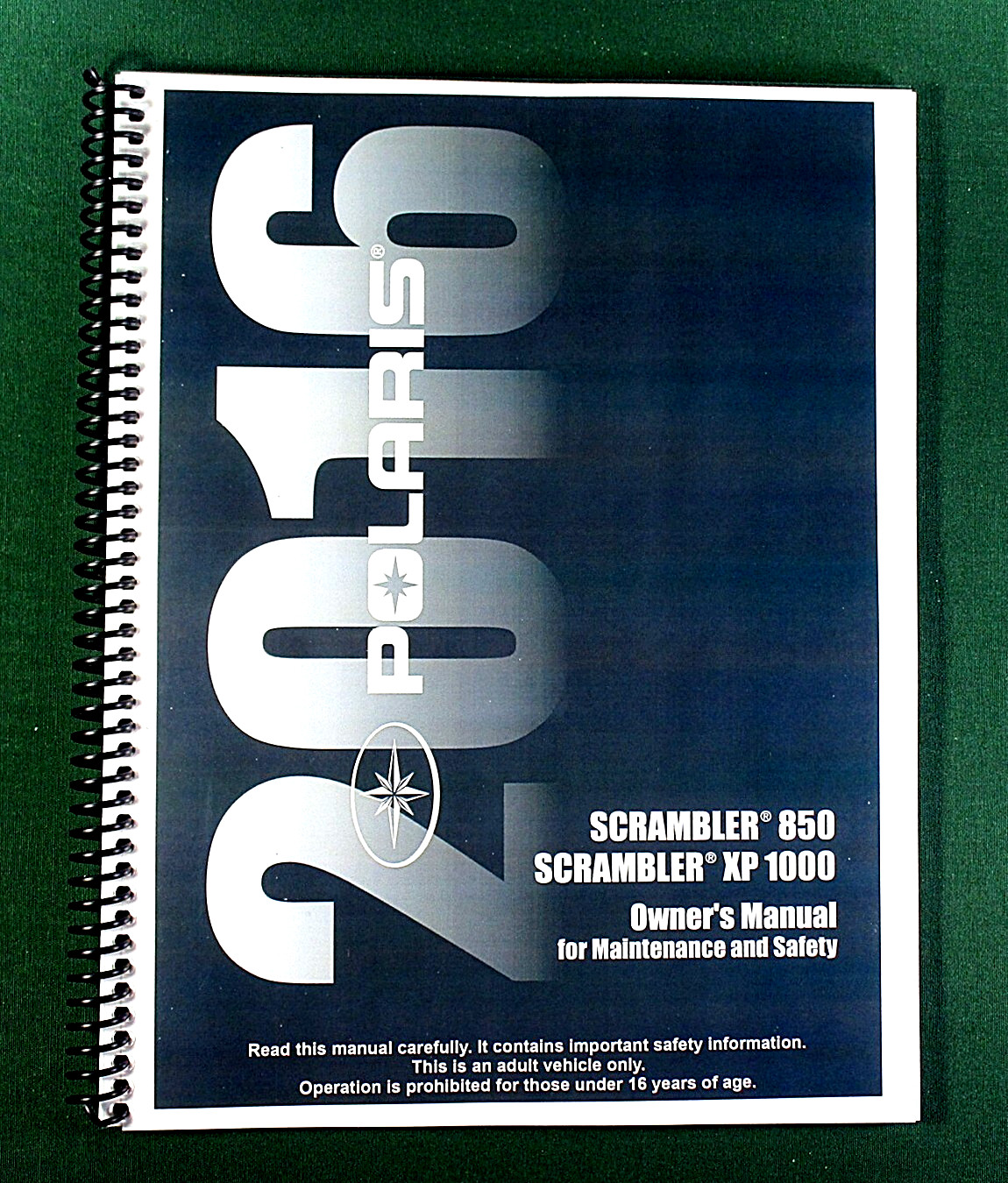 2016 Polaris Scrambler XP 1000 ATV Owner’s Manual: 146 Pages & Clear Covers!