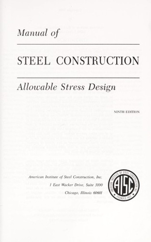Manual of Steel Construction Allowable Stress Design AISC Manual