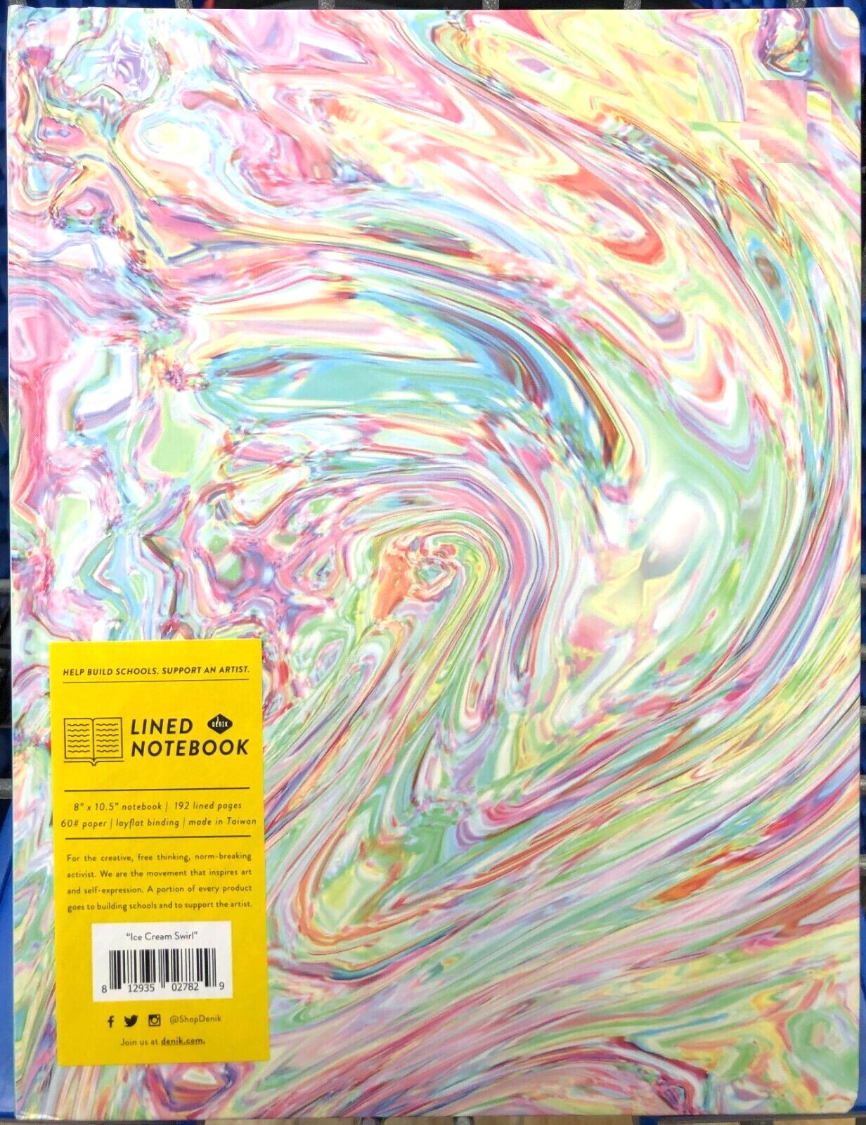 2 x Denik Ice Cream Swirl Hard Cover Note book, 192 lined Natural Paper pages