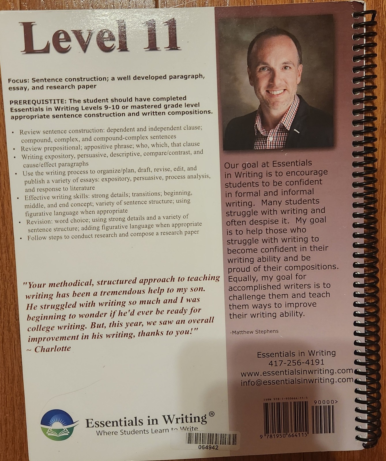 Essentials In Writing Level 11 Where Students Learn To Write Student Text