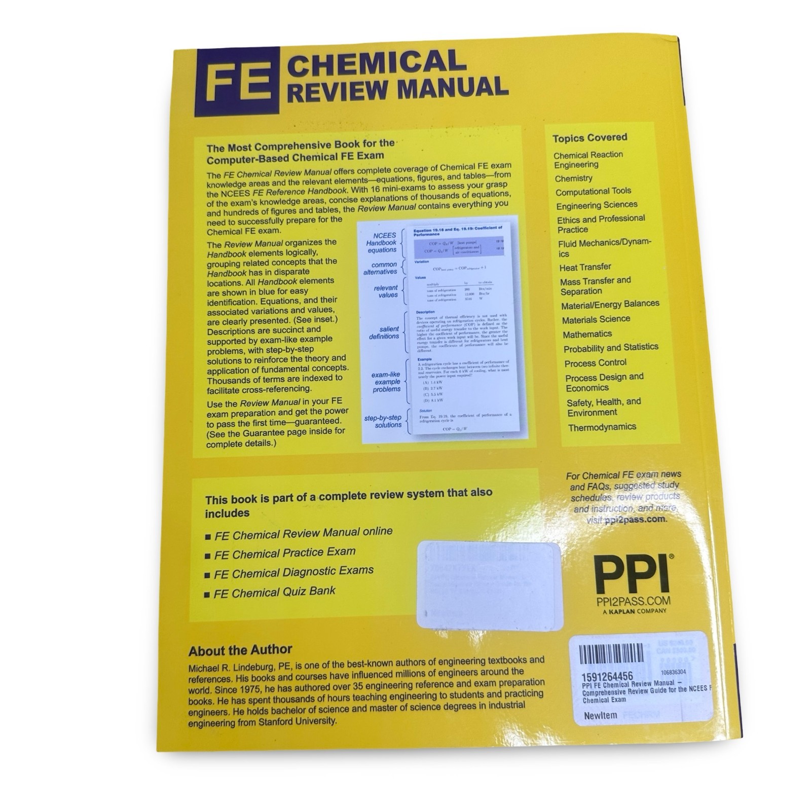 FE Chemical Review Manual Michael R. Lindeburg PE NCEES Exam Prep Book -New
