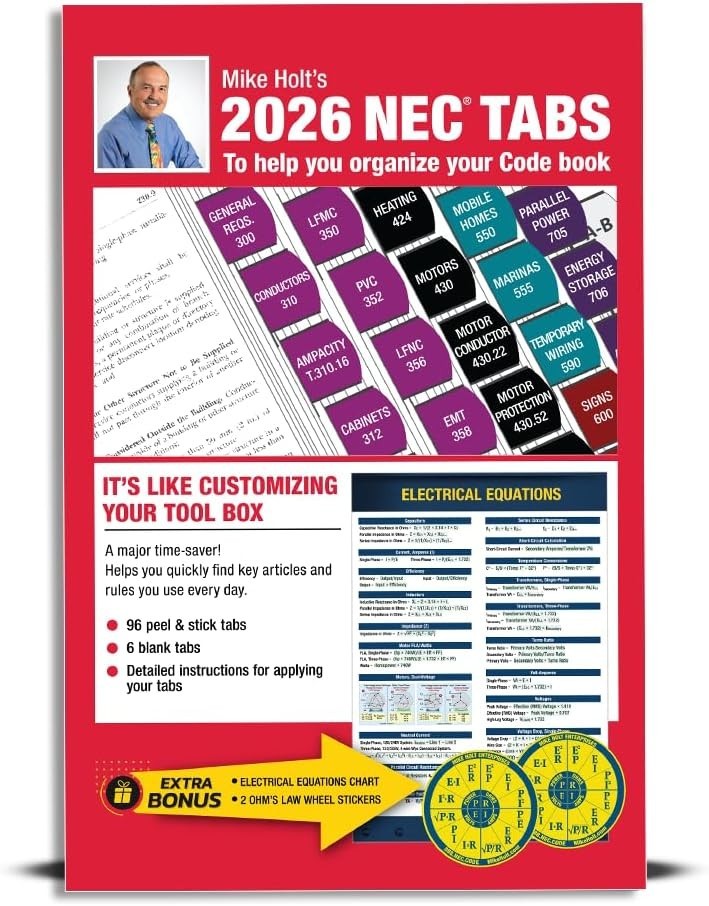 Mike Holt’s Electrical Code Tabs, Based on The 2026 NEC