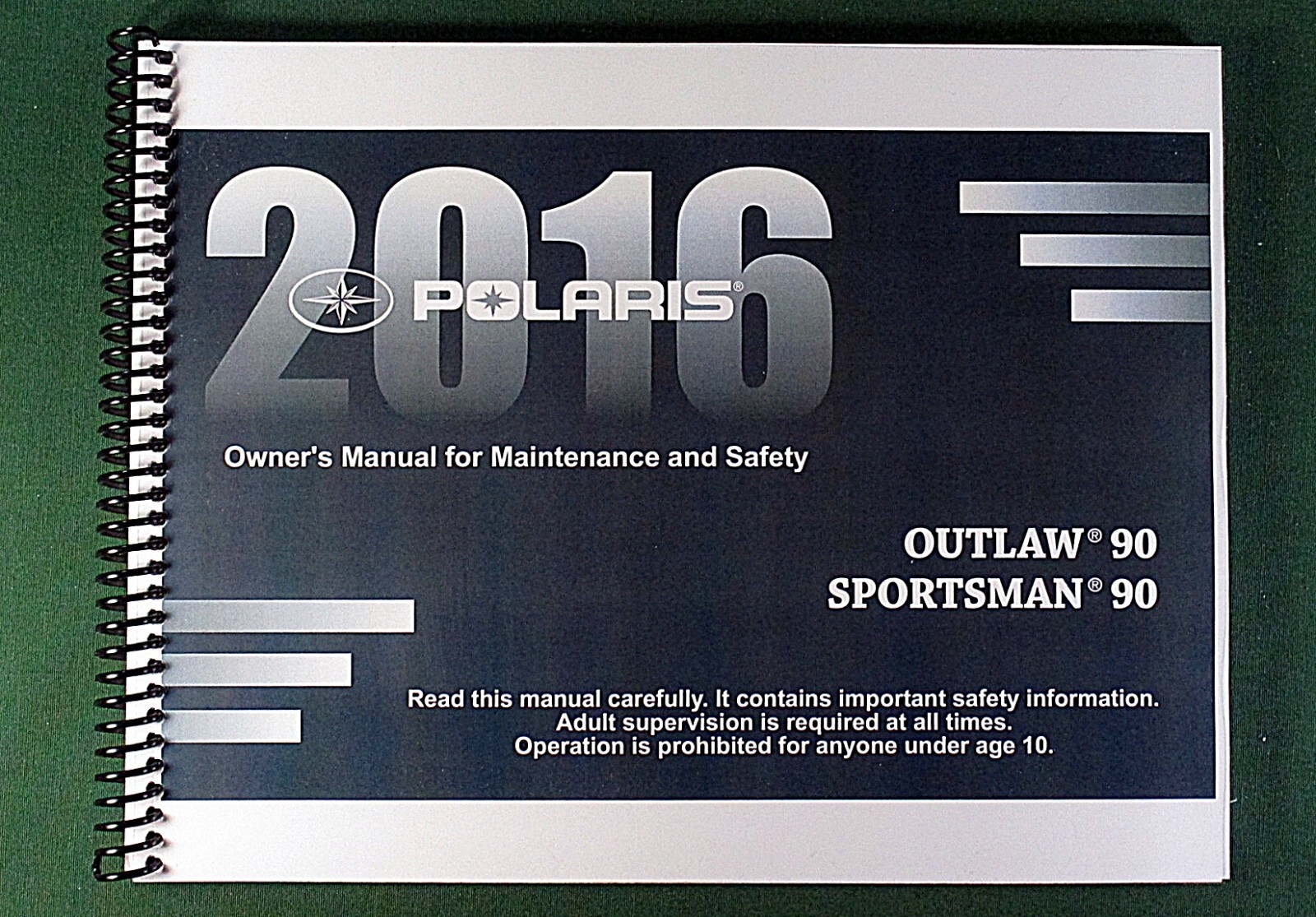 2016 Polaris Outlaw 90 ATV Owner’s Manual: 200 Pages & Protective Covers!