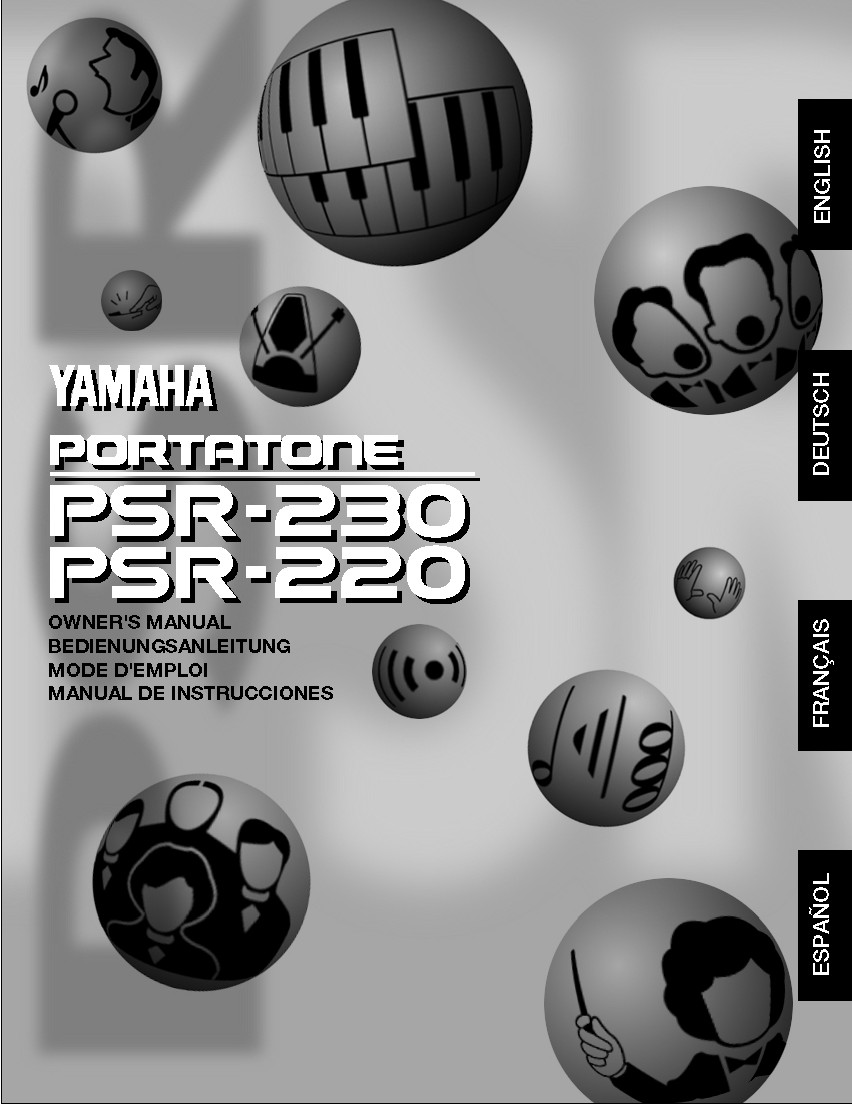 Yamaha PSR-220 PSR 230 Instruction Manual: 52 Pages & Protective Covers!
