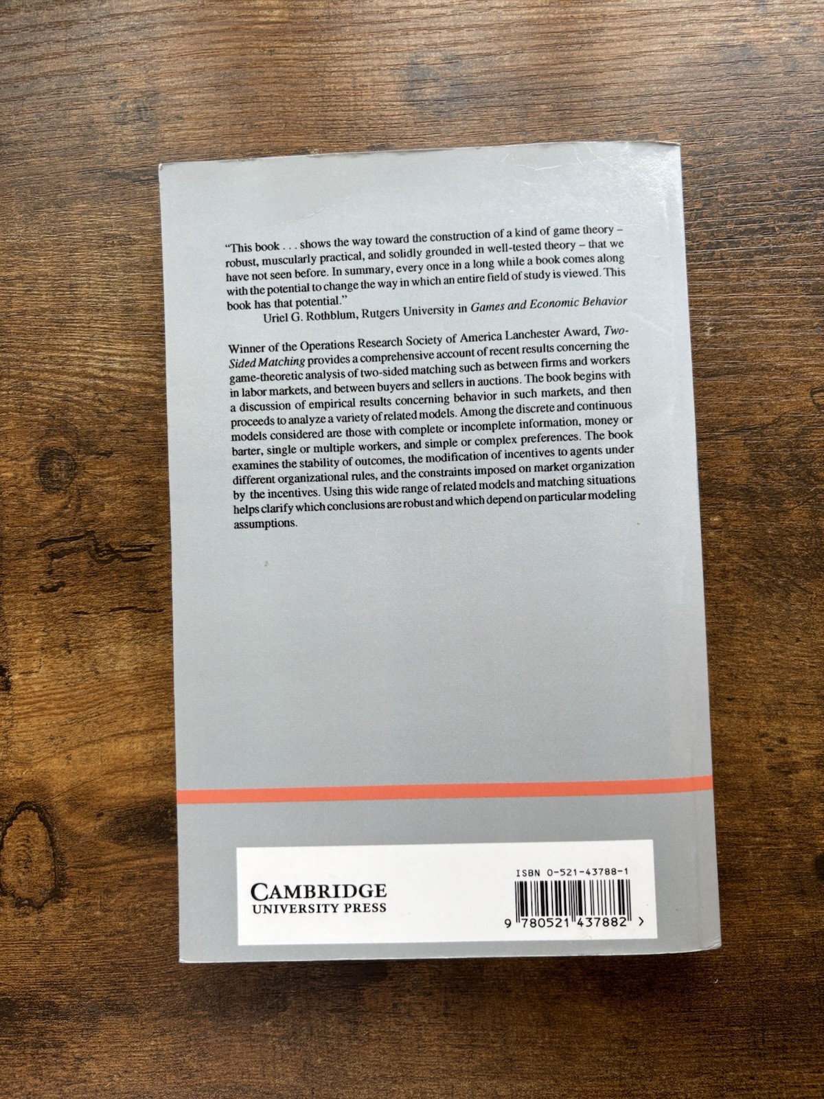 Econometric Society Monographs: Two-Sided Matching : A Study in…