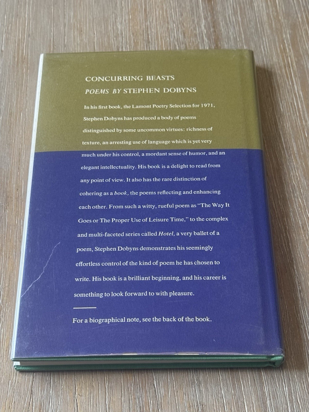 Concurring Beasts *SIGNED* by Stephen Dobyns 1972 Hardcover / DJ